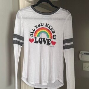 Beatles Burnout‎ White long sleeve graphic tee rainbow M